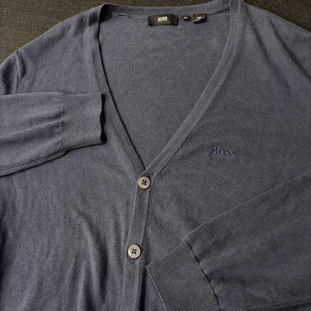 Boss by Hugo Boss Cardigan Mens XL Navy Blue Formal Work Casual Vest Golf Button